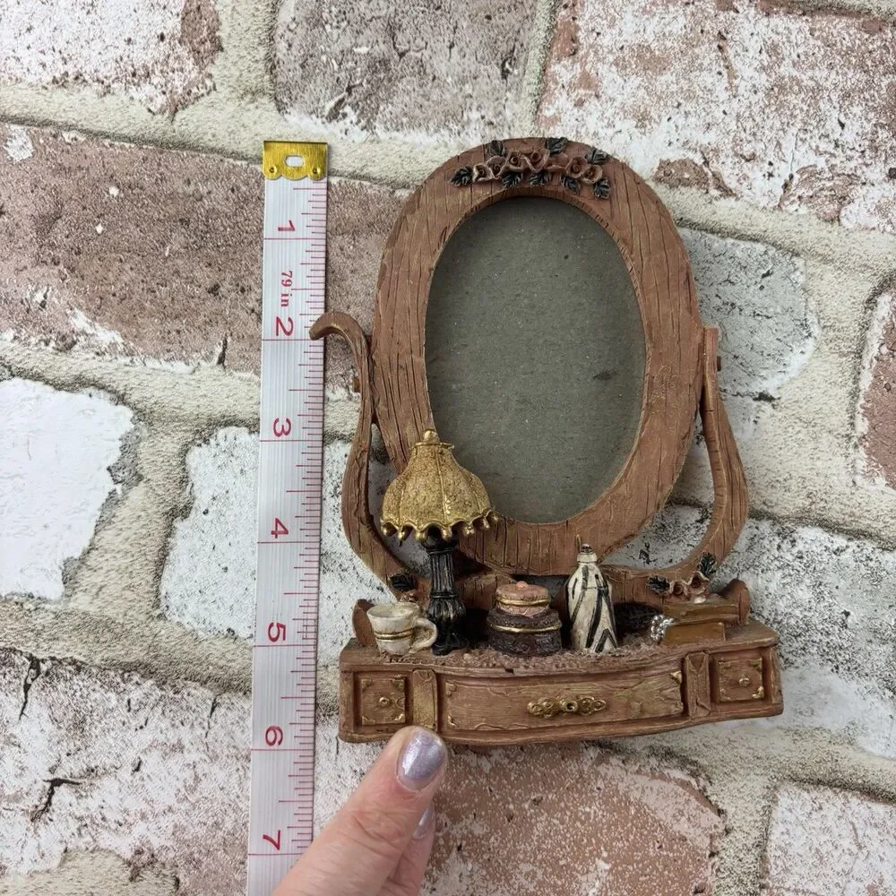VTG VICTORIAN DRESSER VANITY PICTURE FRAME TABLE OLD WOODEN COLLECTORS